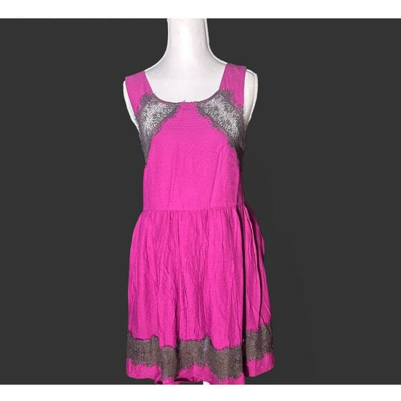 Free People A-Line Size 4 Purple Gray Lace Sleeveless Hipster Grunge Dress - Picture 1 of 6